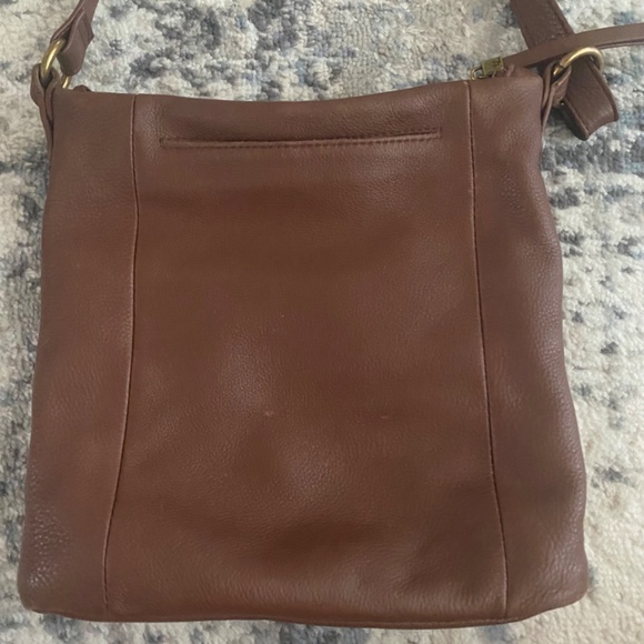 ELLIOTT LUCCA Purse Brown Leather Zip Lined Front/Rear Pocket Crossbody HandBag - Picture 2 of 11